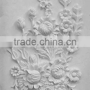 Hand Carved Marble Flower Relief thumbnail-1