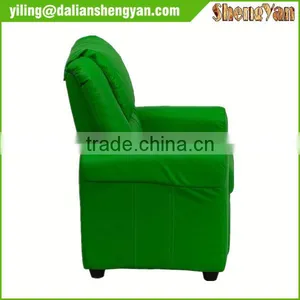Contemporary Green Vinyl Kids Recliner With Cup Holder and Headrest thumbnail-3