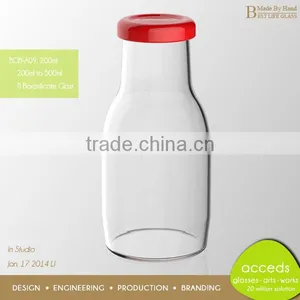 Pyrex Recycled Glass Milk Bottles With Caps thumbnail-1