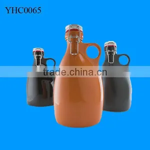 Bar Supply Custom Logo 64oz Beer Bottle Ceramic Beer Growler thumbnail-1