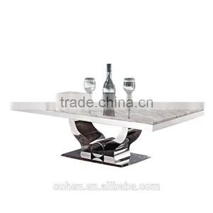 Foshan Cohen Thick Marble Top Tea Center Table With High Gloss Stainless Steel Frame thumbnail-1