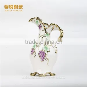 Stock Golden Ceramic Plate/bulk Ceramic Vase Grape Design thumbnail-1