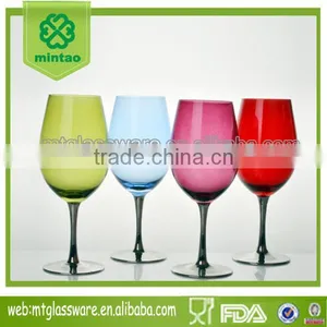 Color Red Wine Glass With Silver Stem and Base thumbnail-1
