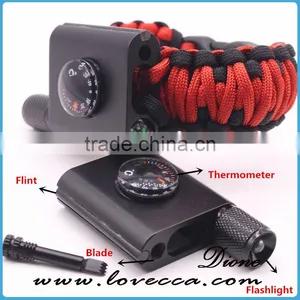 Newest Design Outdoor Survival Compass Paracord Bracelet With LED Light thumbnail-1