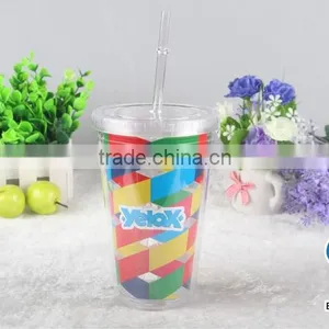 16oz Double Wall Personalized Acrylic Tumbler With Straw thumbnail-6