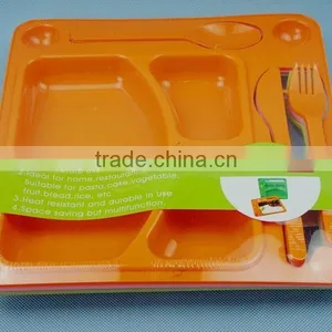 Plastic Square Lunch Box With Pork,fork and Knife thumbnail-2
