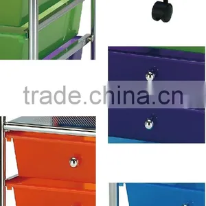 Colorful 10 Tier Plastic Storage Drawer Cart thumbnail-4