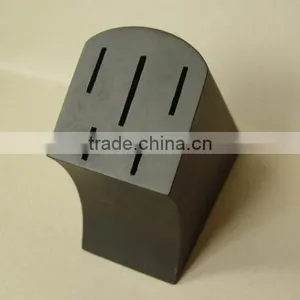 Black 5- Slots Solid Wood Knife Block, Stand, Holder, Black Lacquer Coated thumbnail-1