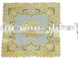 Golden Colored Crochet Table Mat thumbnail-1