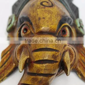 Hand Crafted Wooden Mask of Hindu Lord Ganesh Wall Hanging Made In Nepal thumbnail-2