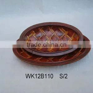 Leaf Round Bamboo Plates in Various Shape Bamboo Decoration thumbnail-3