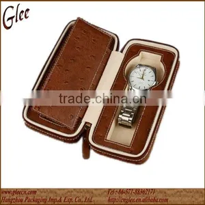 Brown Leather Wristwatch Case With Ziper thumbnail-1