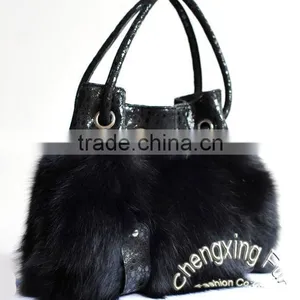 CX-H-27C 2016 Latest Fashionable Desgin Genuine Fox Fur Ladies Hand Bag thumbnail-1