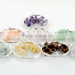 High End Rose Quartz Chip Stone Beads Pendant Diy Wire Wrapped Quartz Stone Charms Pendant 2016 for Sales thumbnail-6