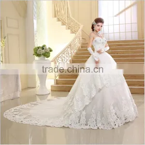 2016 New Wedding Fashion Towel Diamond Korean Style Long Drag Tail Wedding Dress Brides Slim Winter Wedding Dress thumbnail-4