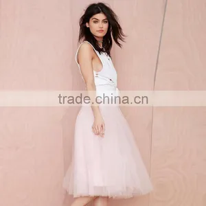 MGOO Fashion Design Korea Style Women Pink Skirts Tutu Ball Gown Mesh Romantic Knee Length Skirts 15146A236 thumbnail-2