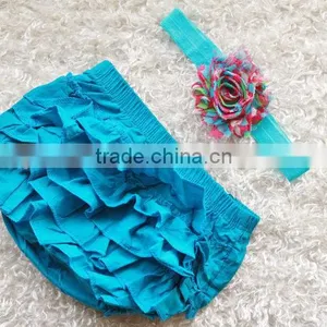 Full Ruffles Baby Underwear Boutique Clothing Solid Color Bloomers Match Headband thumbnail-3