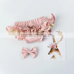 Baby Girl Bloomers Pink Ruffled Diaper Cover Wholesale Baby Clothes thumbnail-4