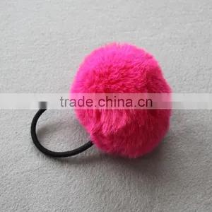 Myfur Cute Small White Color Real Rex Rabbit Fur Pom Pom Wholesale Ladies Hair Band thumbnail-2