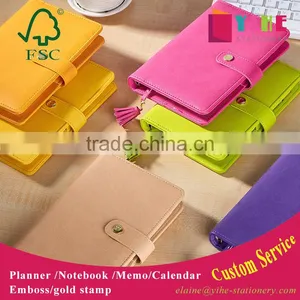 High Quality pu Cover Planner With Metal Buckle Custom Loose Leaf Binding Notebook With Tassels Gold Foil Logo thumbnail-1