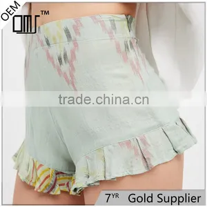 Summer Rayon High Rise Shimmering Cute Boho Ruffle Icing Shorts thumbnail-1