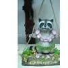 Epoxy Resin Garden Decorative Crafts Racoon Playing on Swing thumbnail-1
