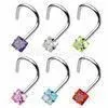Square 316L Surgical Stainless Steel Nose Ring Jewelry / Nose Rings Hoops With Austrian Stone thumbnail-1