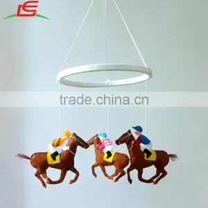 Custom Stuffed Felt Horse and Rider Baby Crib Mobile thumbnail-1