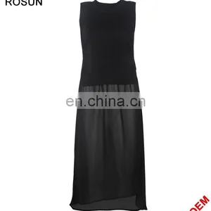 Knitwear Manufacturer Cashmere Wool Sweater Splicing Chiffon Long Frog Dress thumbnail-1