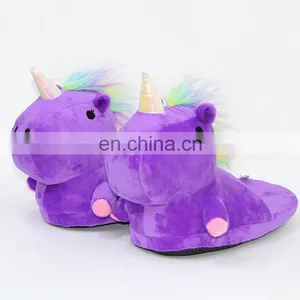 Hot Selling Unicorn Design Plush Soft Animal Slippers thumbnail-1