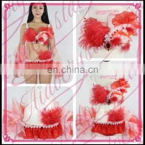 Aidocrystal Wholesale Bling Feather Belly Dance Bra & Belt Party Dance Costume thumbnail-1