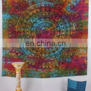 Indian Queen Wall Hanging Multi Colour Tie & Dye Mandala TapestryThrow Hippie Bohemian Decor Boho Art Bedspread thumbnail-1