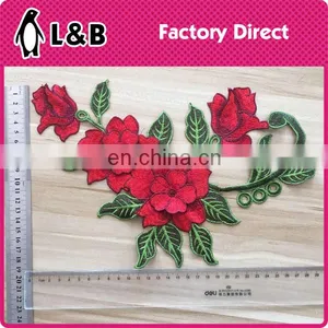Hot Sale 3D Embroidery Trim Red Flower Collar for Lady Clothing thumbnail-1