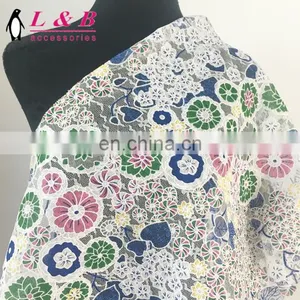 Colored Embroidered Polyester Fabric Lace thumbnail-1