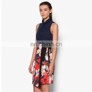 Wholesale Uniform Design Wrap Latest Sexy Straight Women Sleeveless Office Dress thumbnail-4