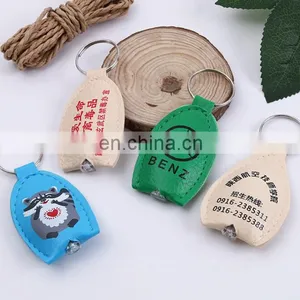 Custom Brand Logo PU Leather Keychain With Led Light Imitation Fake Leather Led QR Keychain Cheap Promotional Gifts 2017 thumbnail-3