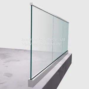 Easy to Install Toughned Glass Balustrade Design / Aluminum Base Shoes U Channel Glass Railing thumbnail-4