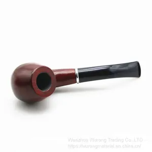 150mm Length Wooden Resin Short Tobacco Pipe With Big Red Round Head for Smoking thumbnail-4