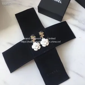 Luxury Black High Quality Suede Jewelry Pouch/Necklace Storage Box With Embossed Logo thumbnail-1