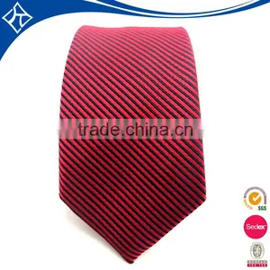 Red Black Slim 100% Polyester Necktie With Custom Logo Design thumbnail-2
