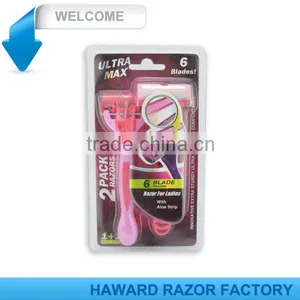 D621L High Quality Six Stainless Steel Blade Shaving Razor thumbnail-3