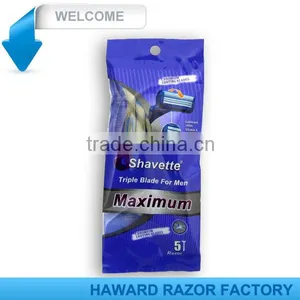 D316L Rubber Handle Triple Disposable Shaving Razor Blades thumbnail-4