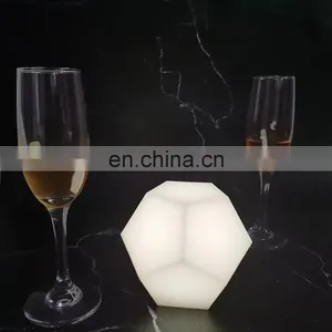 Geometric Shape Acrylic Table Lamp Polygonal LED Changing Hotel Decorative Desk Lamp thumbnail-1