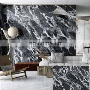 Large Format Marble Slab Black Floor Rough Surface Ceramic Porcelain Tiles Oversized Wall Slab thumbnail-1