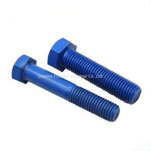 BLUE PTFE COATING CORROSION RESISTANT HEX HEAD BOLT WITH NUT AND WASHER thumbnail-2