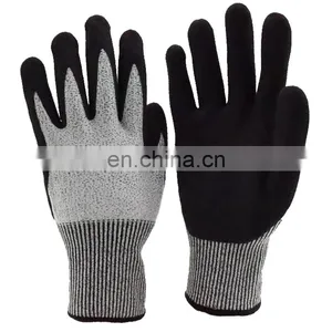 Nitrile Sandy Coated HPPE Knitted Gardening Protective Hand Cut Resistant Level 5 Work Safety Gloves thumbnail-5
