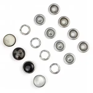 Factory Stock Buttons Stainless Steel or Brass Material Colors Pearl Snap Button Prong Pearl Snap Button for Shirts Clothing thumbnail-1