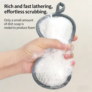 Antibacterial Double-Sided Cleaning Sponges, Metal Mesh Scrubber & Microfiber Dish Sponges With Hanging Design thumbnail-4