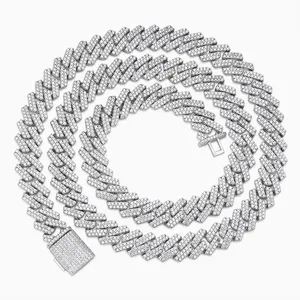 Shining Star Jewelry 12mm Ice Diamond Necklace Platinum Plated Men Cuban Chain thumbnail-4