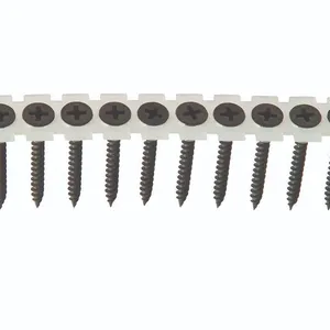 Professional Grade Coarse Thread Auto-feed Screws, Yellow Zinc Coated, Plastic Strip, 25mm/35mm/40mm, for Drywall Installation thumbnail-3